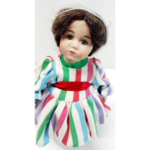 Vintage PIXIE STIX Porcelain Baby Doll Retired KATHLEEN STAYTON 11in Tall Stand - Picture 6 of 13